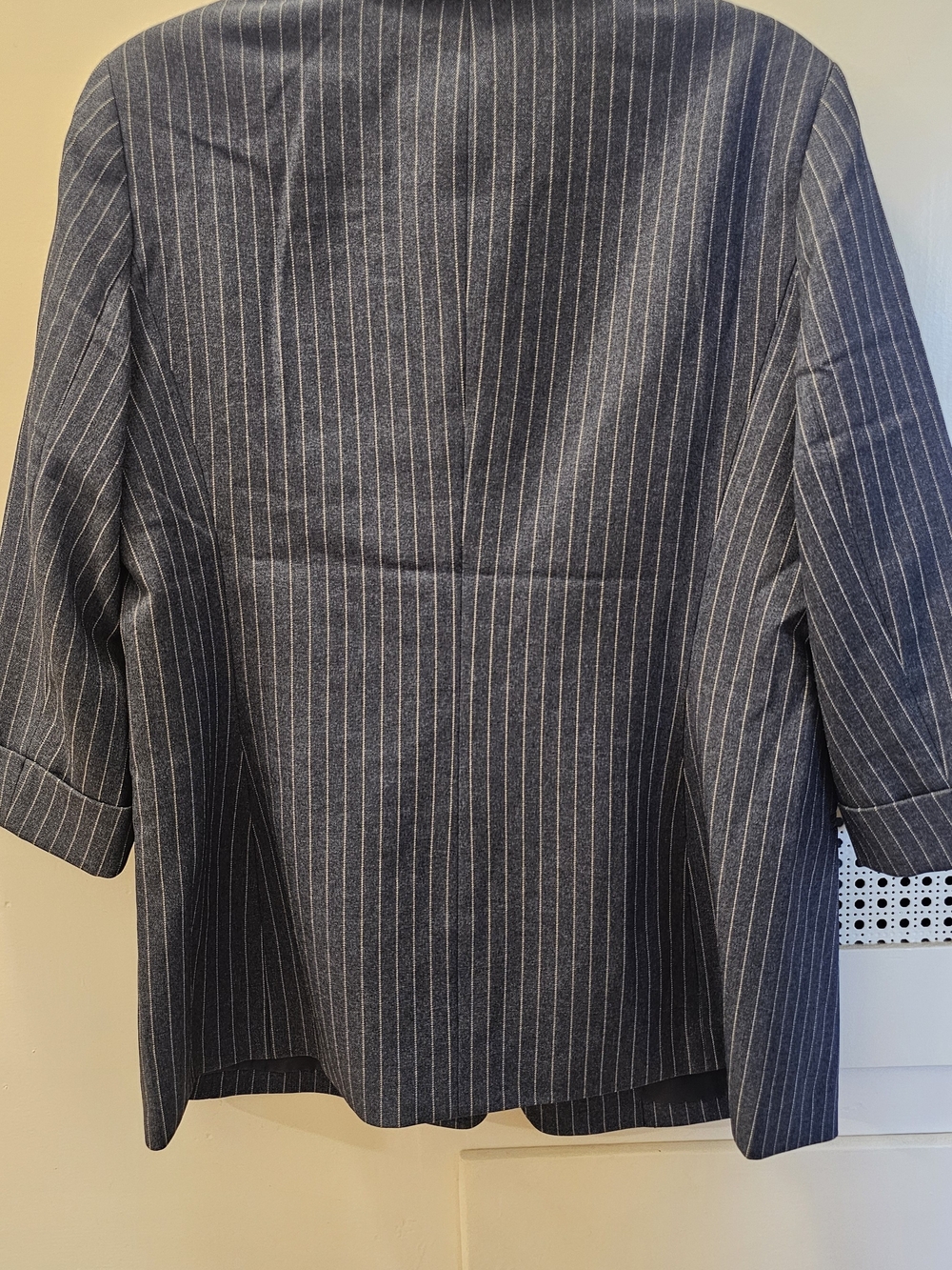 Anne Klein Women's Navy Pinstripe Blazer with Shawl Lapel - Picture 7 of 7